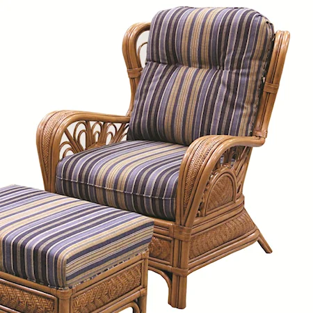 Casual Wicker Rattan Upholstered Chair